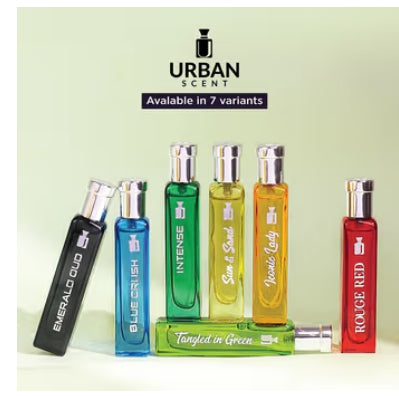 Lyla Blanc Urban Scent Set of 7-Emerald, Blue Crush, Intense, Sun & Sand, Iconic Lay, Tangled in Green, Rouge Red