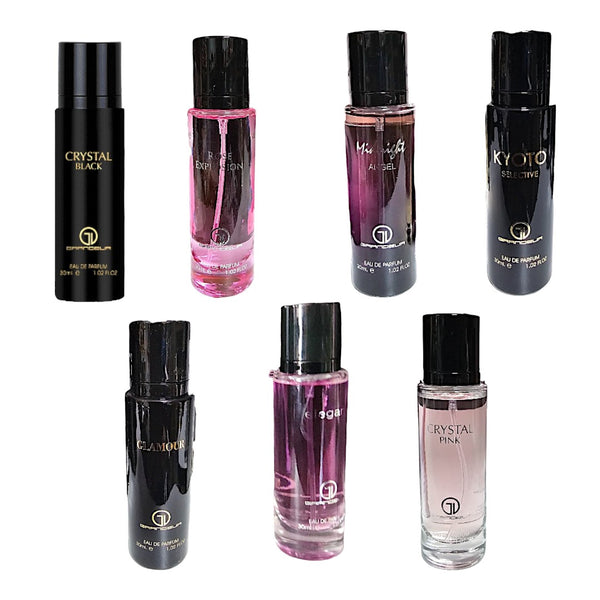 GRANDEUR EDP 30ML- Crystal Black, Rose Explosions, Midnight Angel, Kyoto Selective, Glamour, Elegant, Cystal Pink