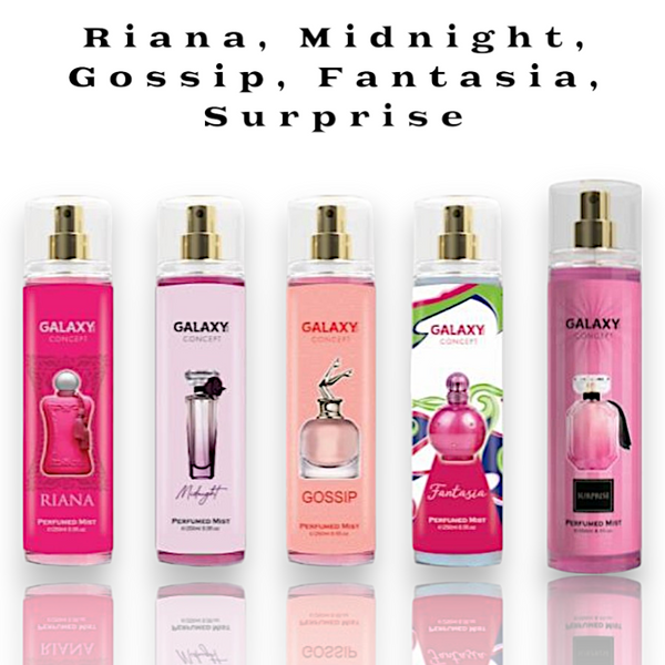 GALAXY PLUS PERFUMED MIST FOR WOMEN, 250ML-RIANA, MIDNIGHT, GOSSIP, FANTASIA, SURPRISE