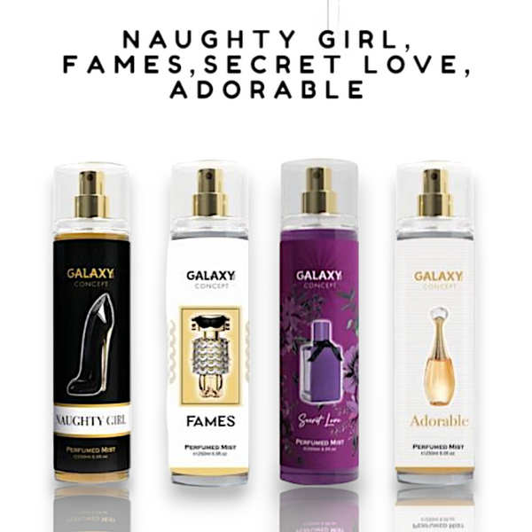 GALAXY PLUS PERFUMED MIST FOR WOMEN, 250ML-NAUGHTY GIRL, FAMES, SECRET LOVE, ADORABLE